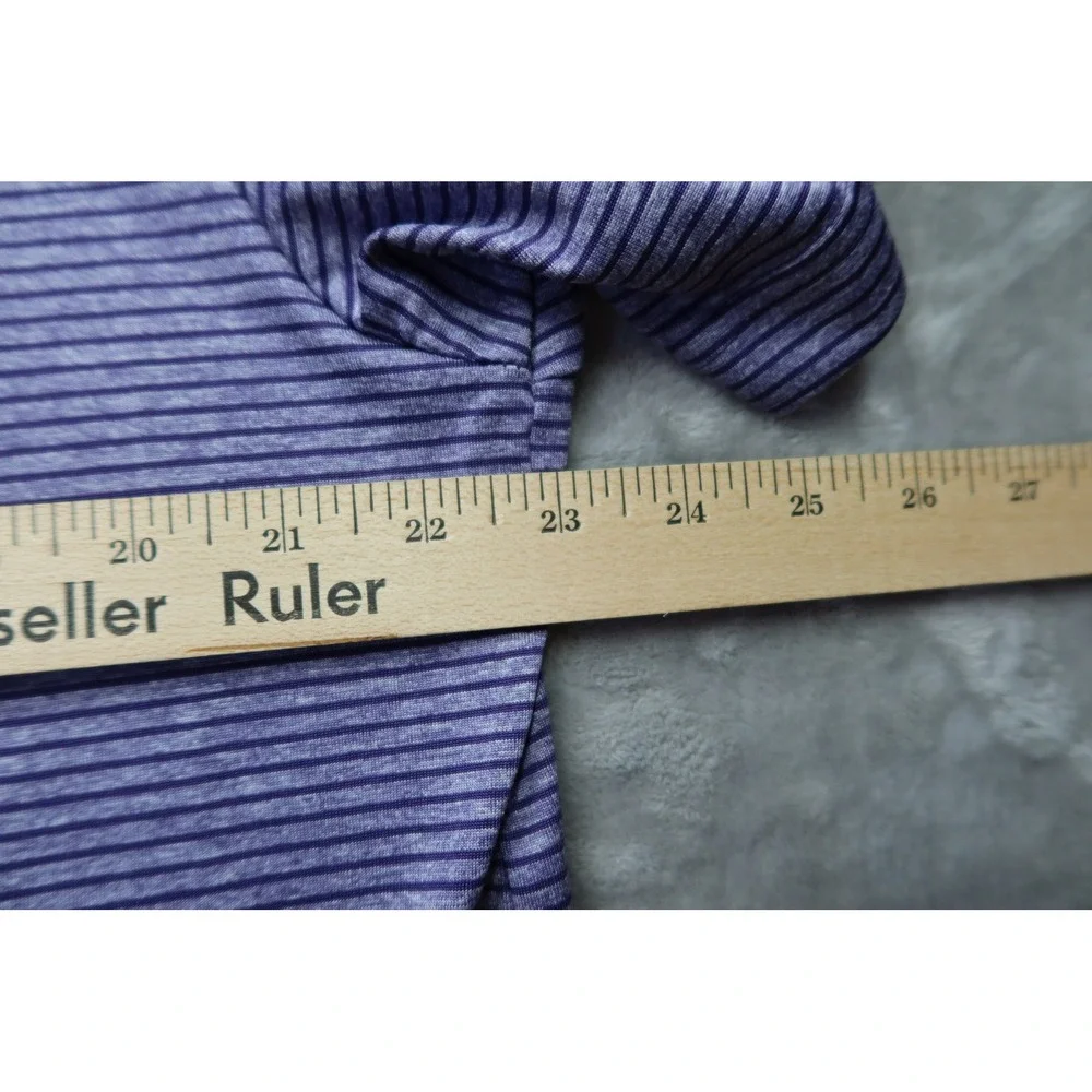 Adidas Golf Polo Shirt Men's XL Purple Stripe Short Sleeve Performance Casual‎